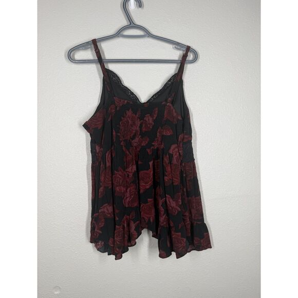 Torrid Womens Babydoll Tank Cami Sz 0/L/12 Whimsigoth Fairy Grunge Dark Floral - Picture 6 of 10